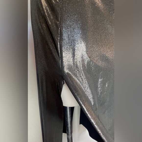 Valentina Vintage BlackSheer Silk with MetallicSilver Slits FullLength MaxiSkirt - Picture 7 of 16